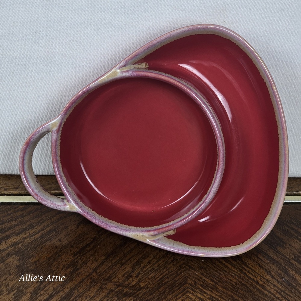 LTD Commodities Drip Glaze Bowl Pottery Soup Cracker Chip Dip Snack Red Vintage
